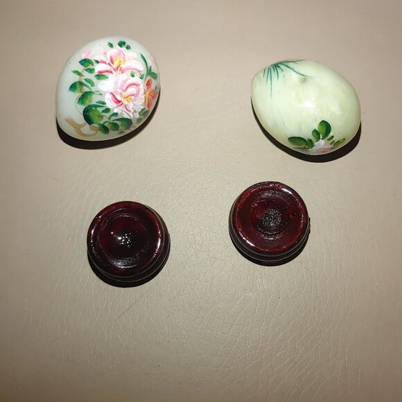 Mable Green Hand Painted Decorative Eggs With Floral Birds Design On Wooden Stan - Picture 6 of 14